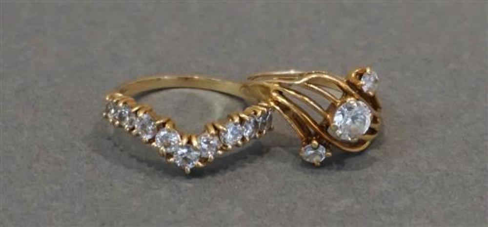 TWO 14 KARAT YELLOW GOLD AND CUBIC 31f49f