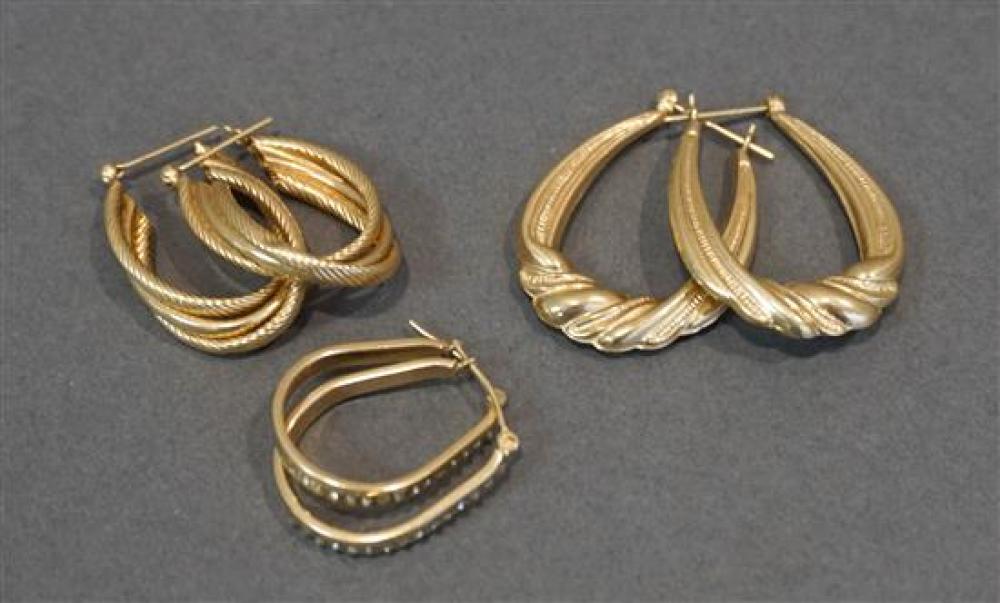 THREE PAIRS OF 14-KARAT YELLOW-GOLD