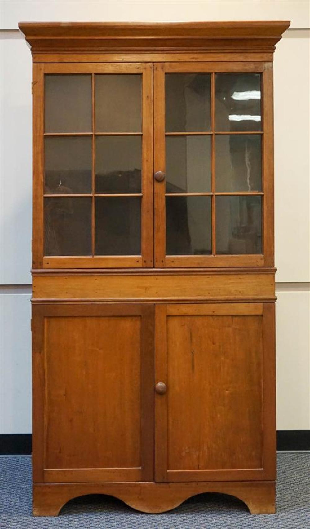 EARLY AMERICAN CHERRY CORNER CABINET,