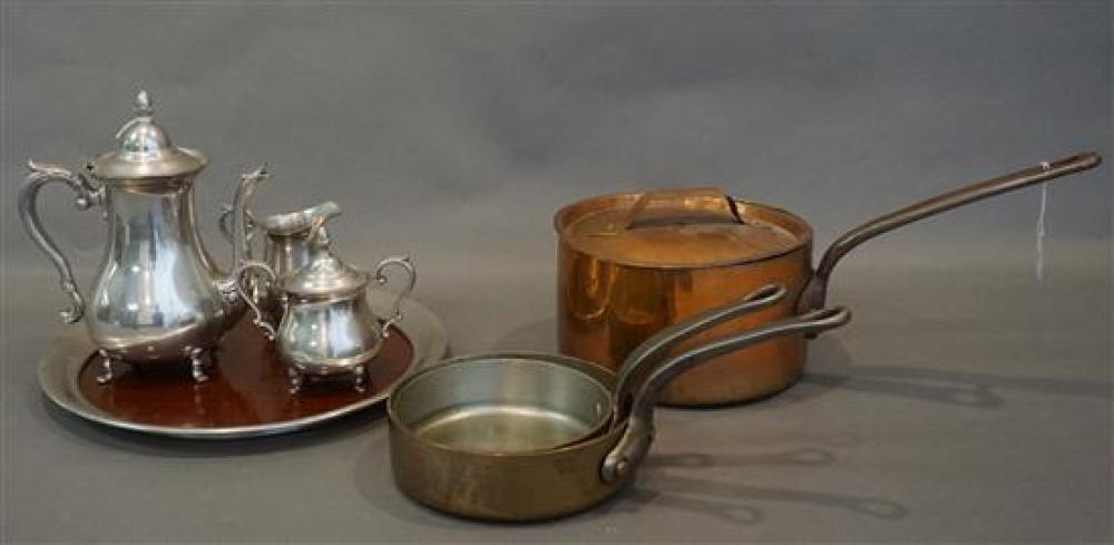 THREE COPPER NESTING SAUCE PANS