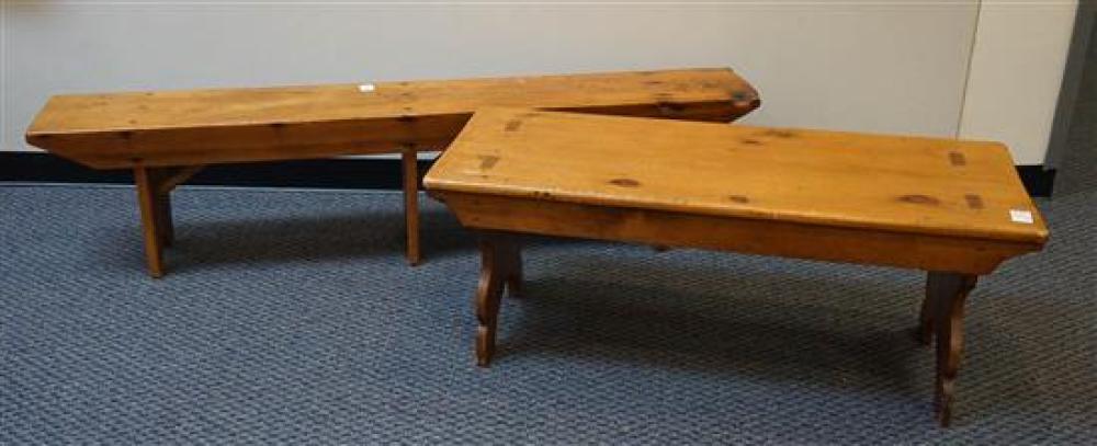 TWO EARLY AMERICAN PINE BENCHES,