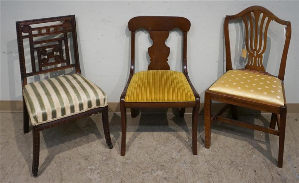 THREE ENGLISH OR AMERICAN SIDE CHAIRSThree