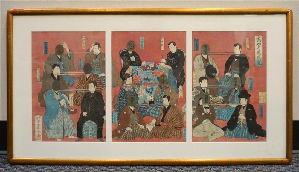 JAPANESE SCHOOL TRIPTYCH WOODBLOCK 321cdb