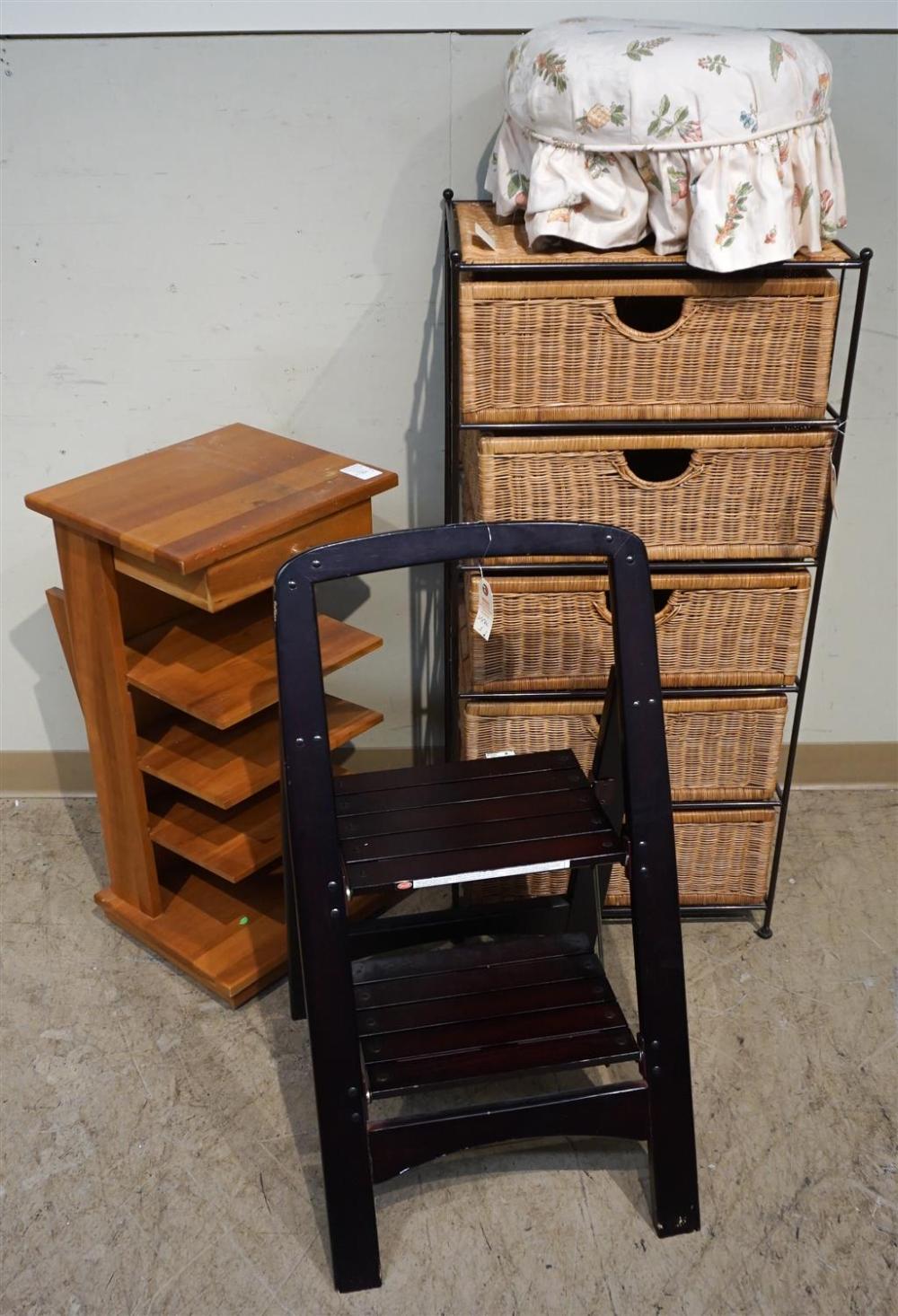 FOLDING STEP LADDER, WICKER AND