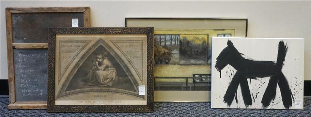THREE PIECES FRAMED ART AND CHALKBOARDThree 321d2a