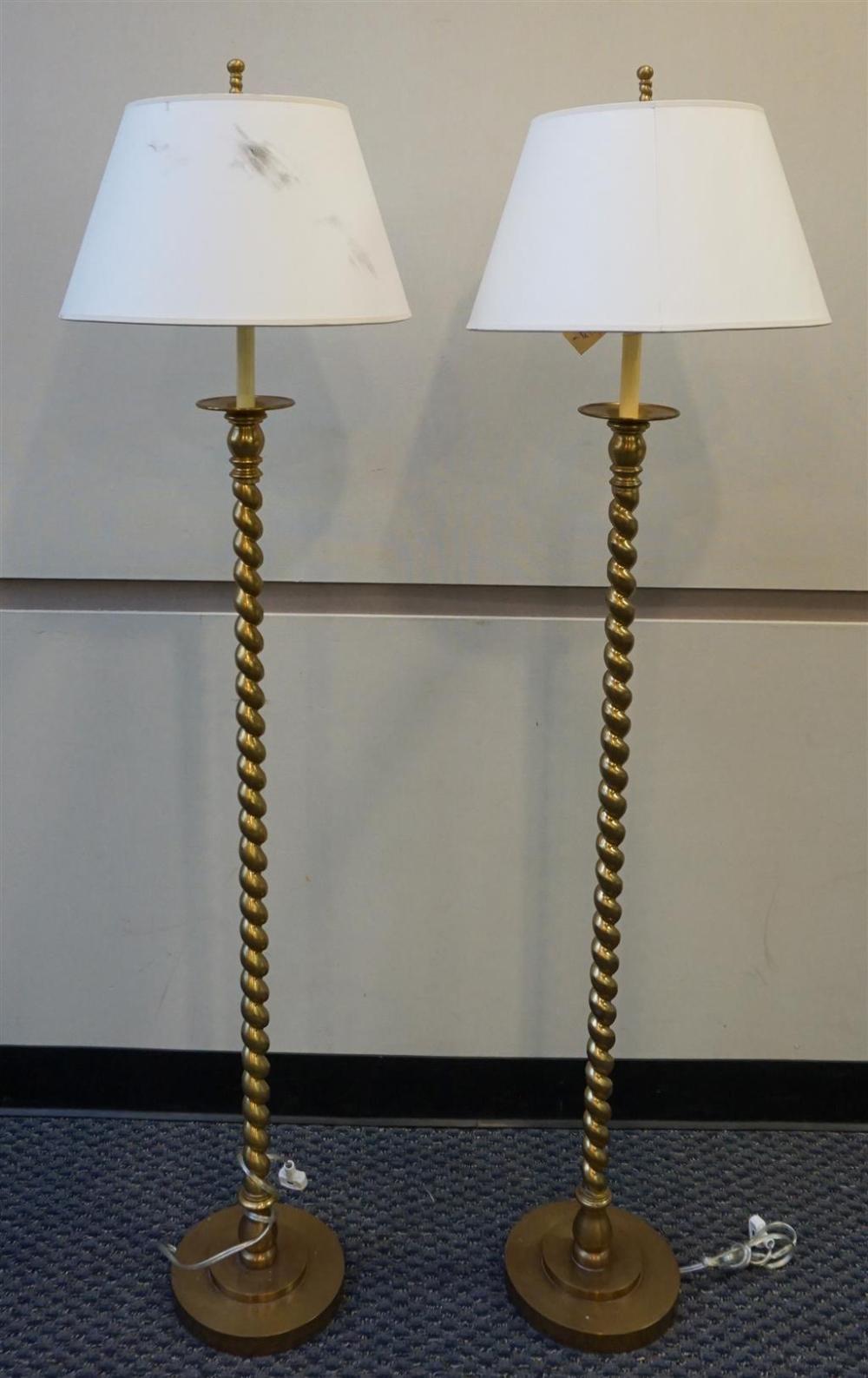 PAIR OF BRASS SPIRAL FLOOR LAMPS  321d4a