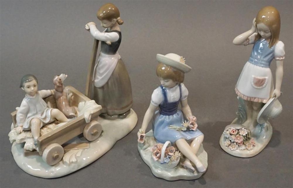 THREE LLADRO FIGURES OF YOUNG GIRLSThree