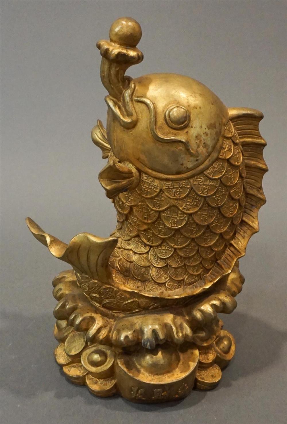 CHINESE GILT BRONZE FISH, HEIGHT