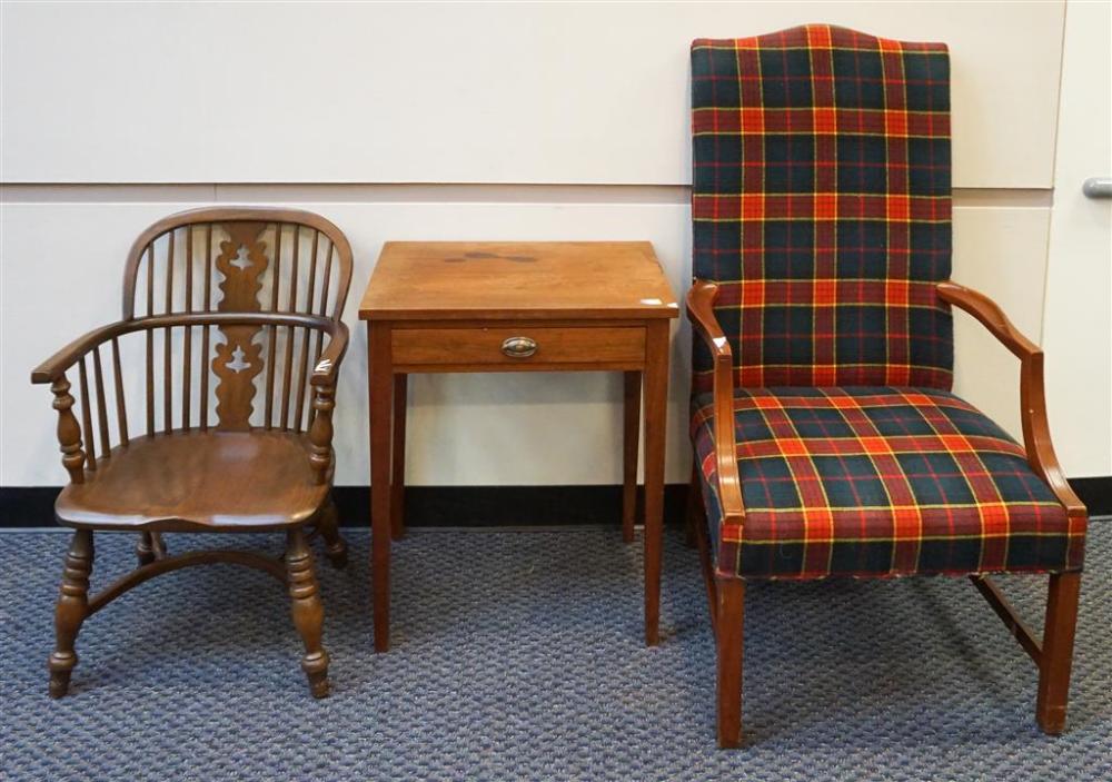 GEORGE III STYLE ARM CHAIR, A WALNUT