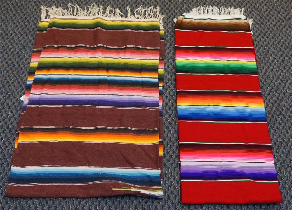 TWO MEXICAN STRIPED WOVEN BLANKETSTwo