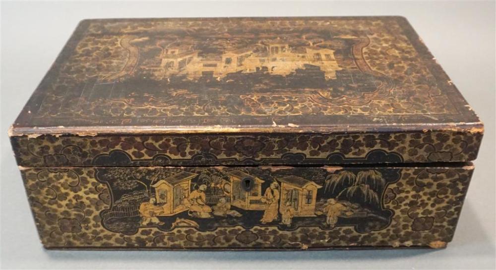 CHINESE GILT DECORATED BLACK LACQUERED