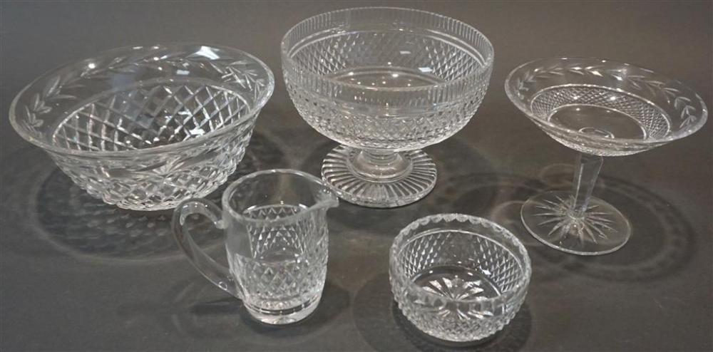 FIVE WATERFORD CUT CRYSTAL TABLE