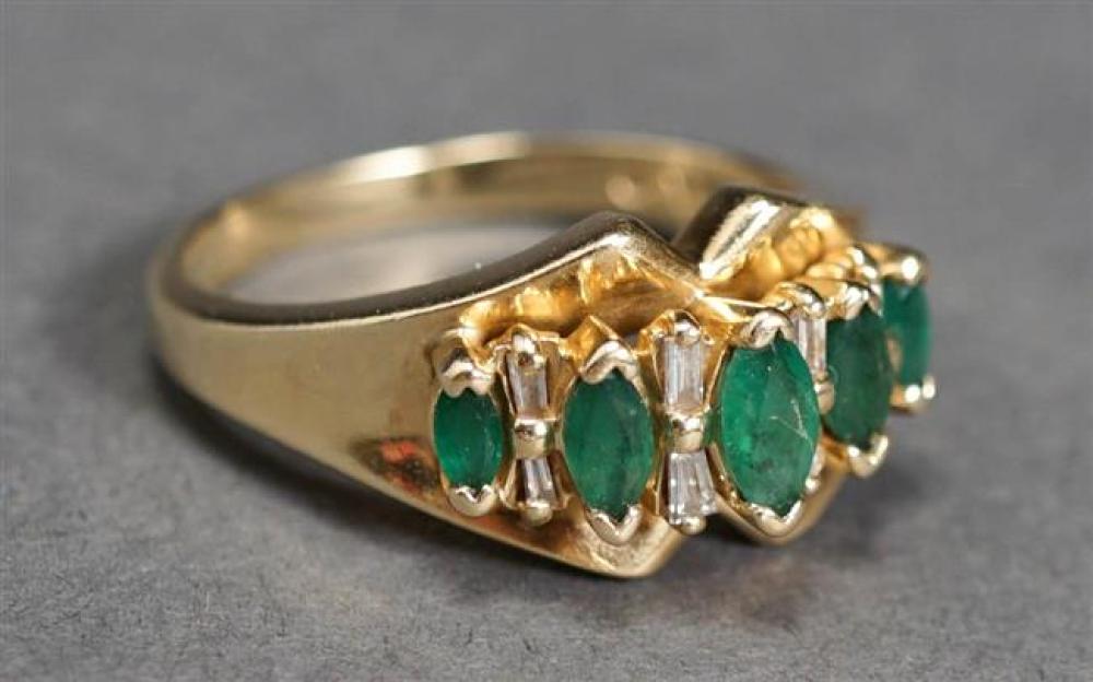 14 KARAT YELLOW GOLD FIVE EMERALD 321dd8