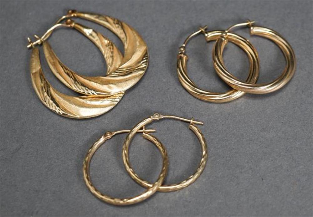 TWO PAIRS OF 14-KARAT AND ONE PAIR