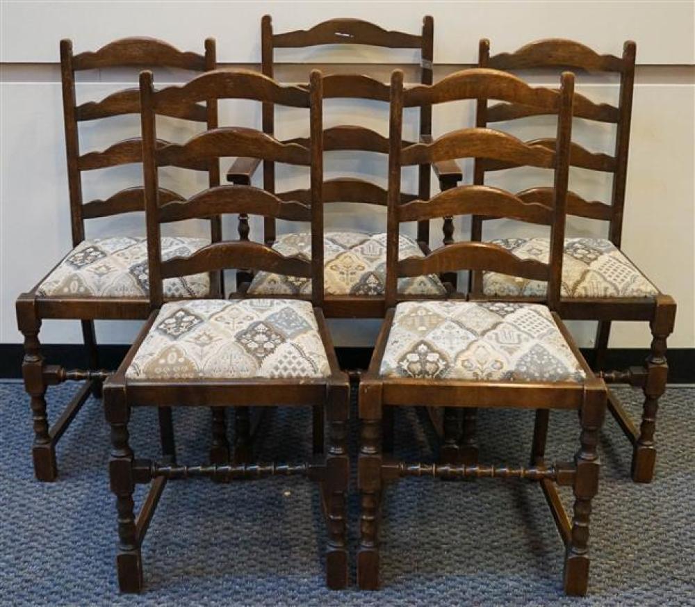 SET WITH FIVE JACOBEAN STYLE OAK