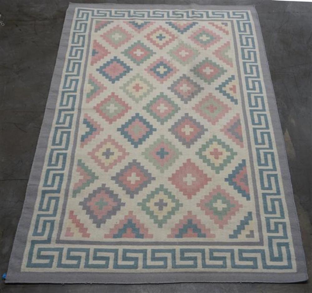 TWO DHURRIE RUGS, LARGEST: 8 FT
