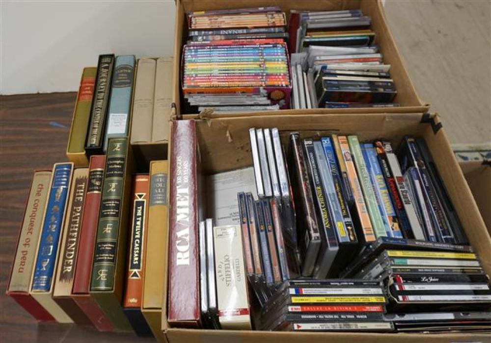 SMALL GROUP OF BOOKS AND TWO BOXES