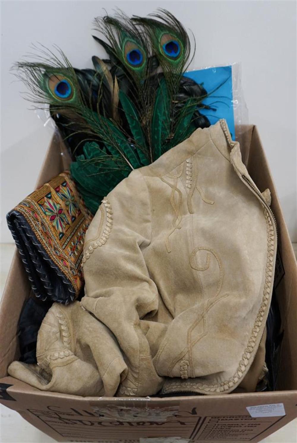 BOX WITH SUEDE JACKET, FEATHER MASKS