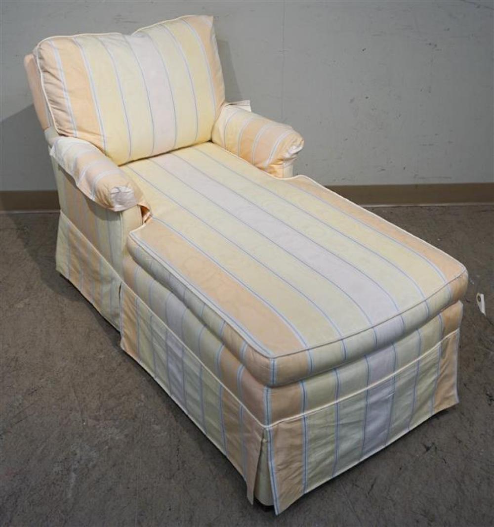 YELLOW UPHOLSTERED CHAISE LOUNGE,