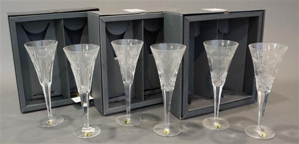 THREE PAIRS WATERFORD CRYSTAL FLUTED 321efb