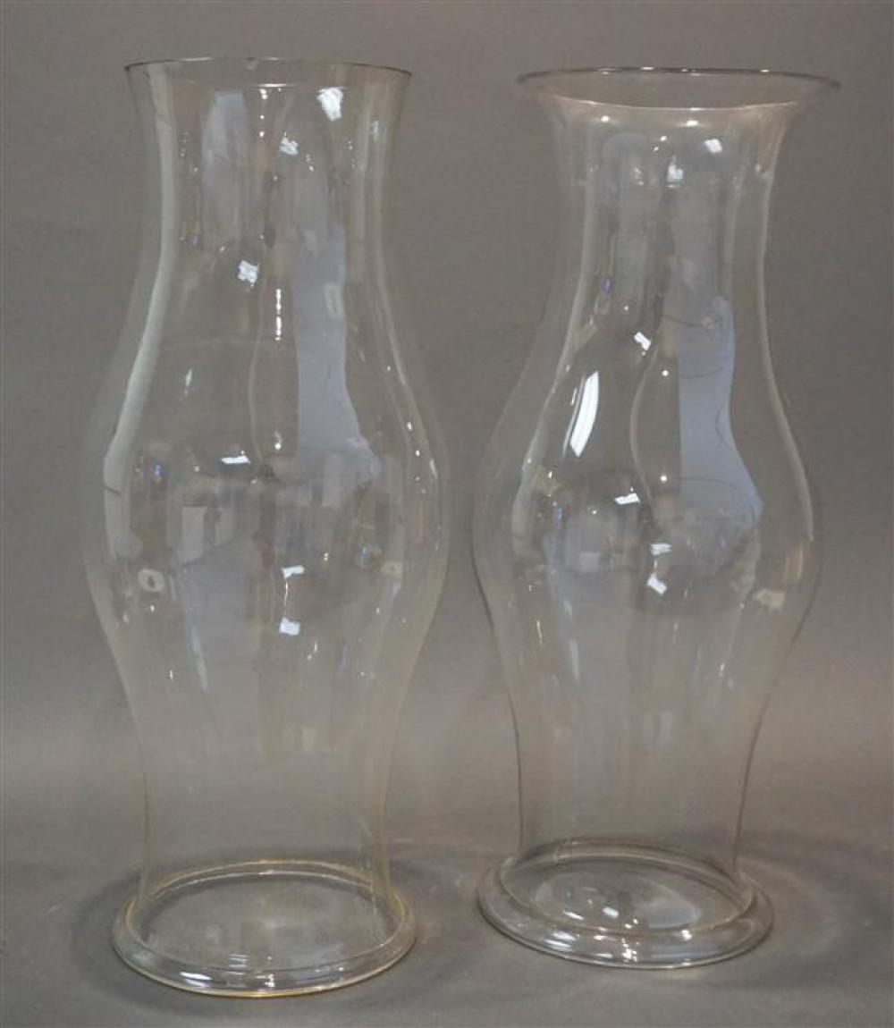 PAIR CLEAR BLOWN GLASS BALUSTER