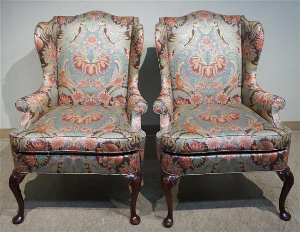 PAIR OF QUEEN ANNE STYLE UPHOLSTERED 321f11