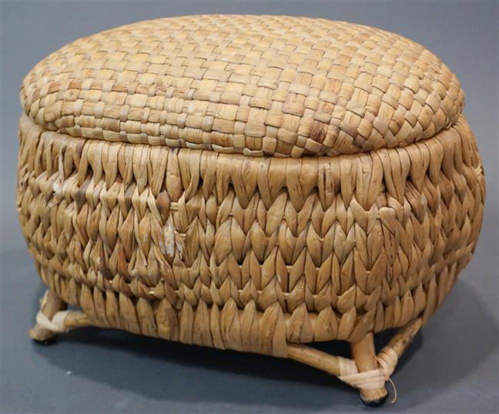 RATTAN AND SPLIT BAMBOO FOOTSTOOLRattan