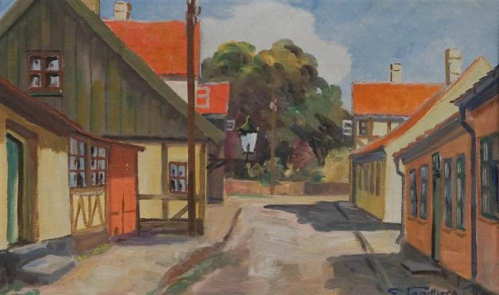 LANDBERG, SIDE STREET, OIL ON CANVAS,