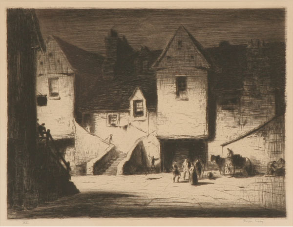 Two etchings by Joseph Gray and a mezzotint