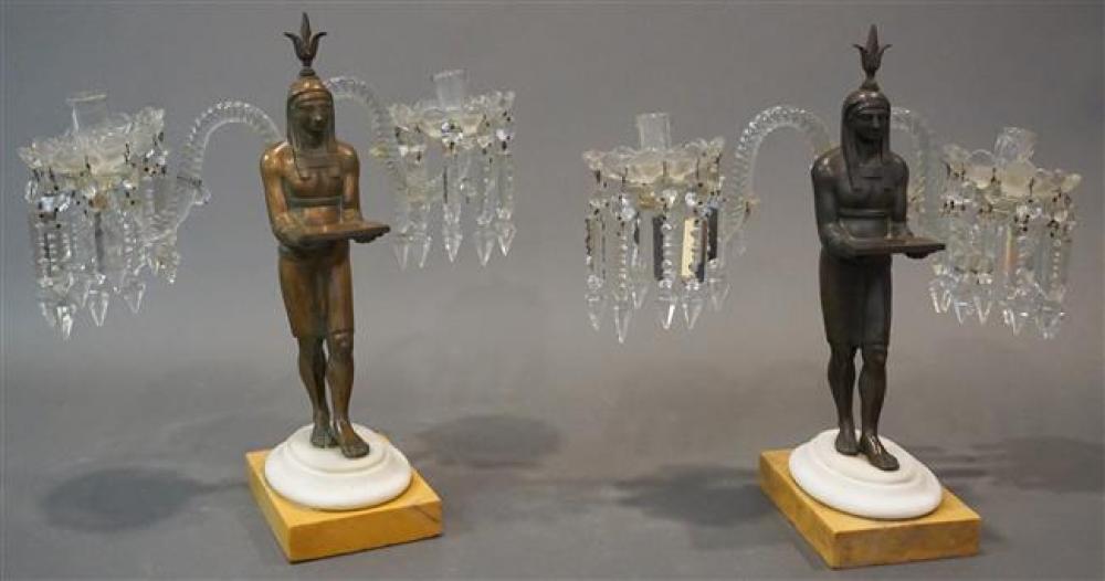 PAIR CONTINENTAL NEO-EGYPTIAN BRONZE