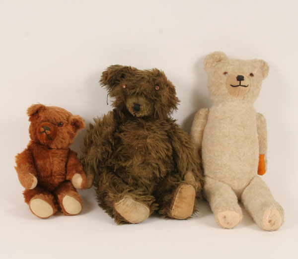 Three early plush and mohair jointed