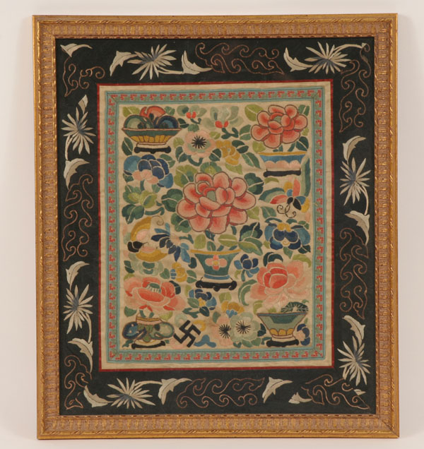 Framed Chinese silk embroidered 50344