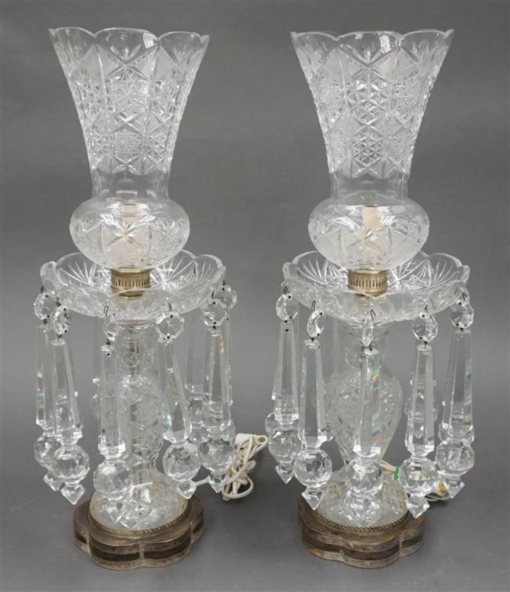 PAIR CRYSTAL LUSTER TABLE LAMPS  3220d8