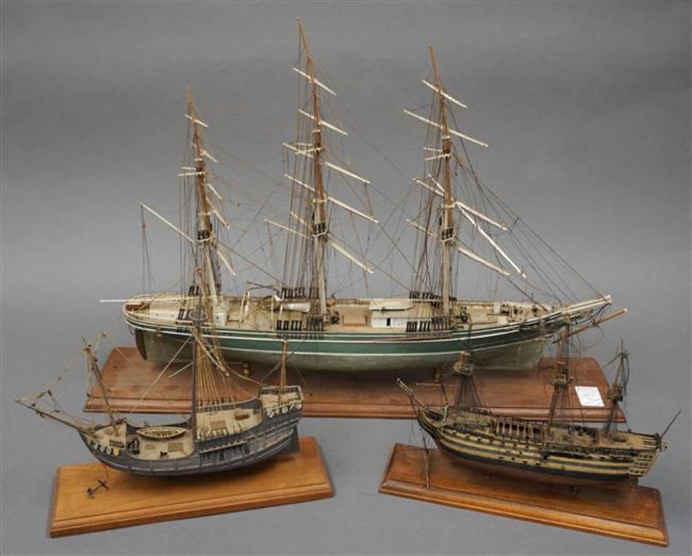 THREE WOOD MASTED SHIP MODELS  3220d9