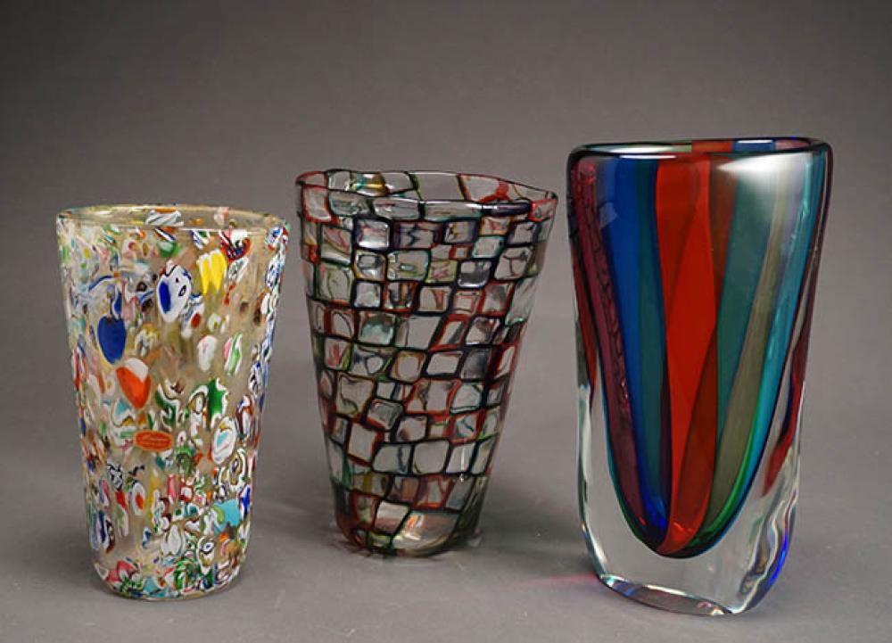 GROUP OF THREE ART GLASS VASESGroup 32219a
