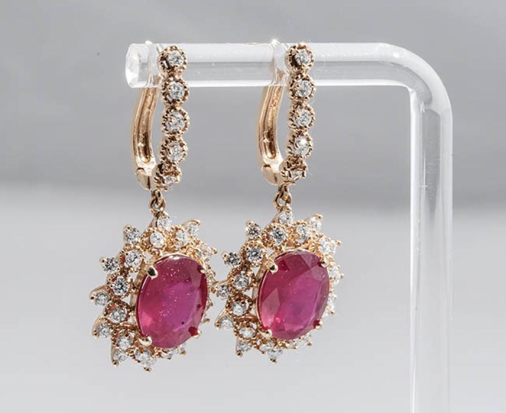 PAIR OF 14 KARAT YELLOW GOLD RUBELLITE 322258