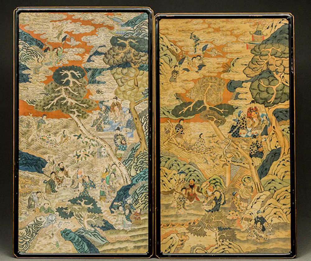 TWO CHINESE POLYCHROME PAINTED 322284