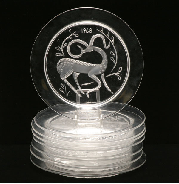 Eight Lalique annual commemorative
