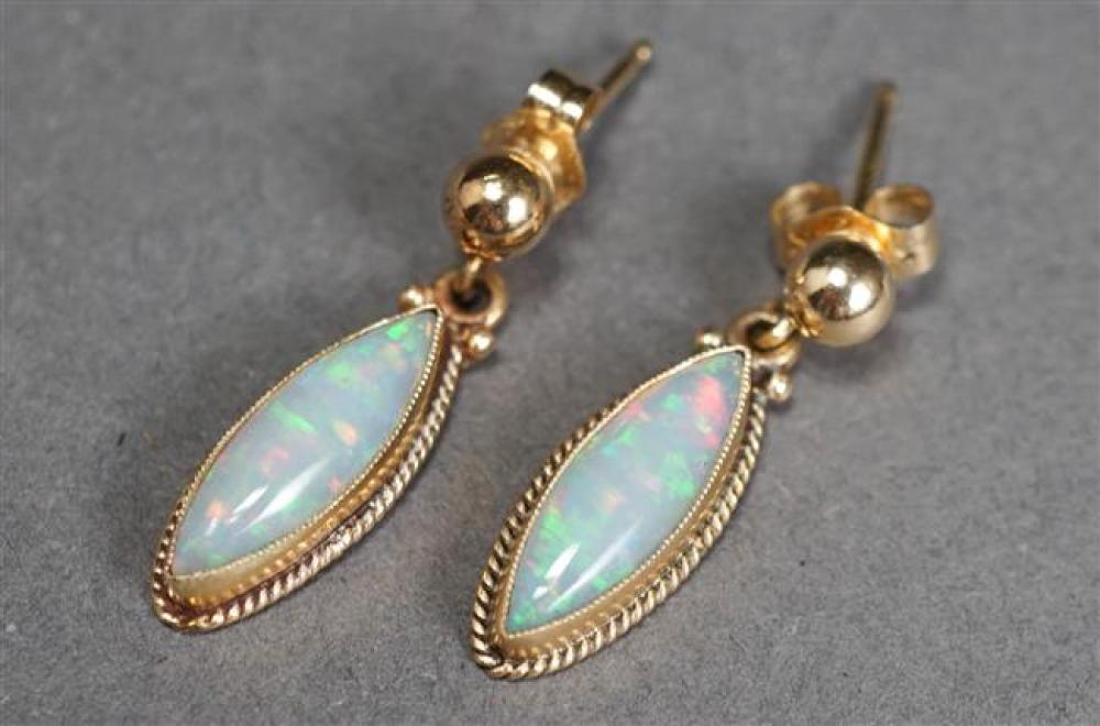 PAIR 14 KARAT YELLOW GOLD OPAL