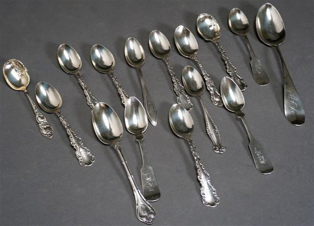 FIFTEEN SILVER AND STERLING SPOONS  32231e