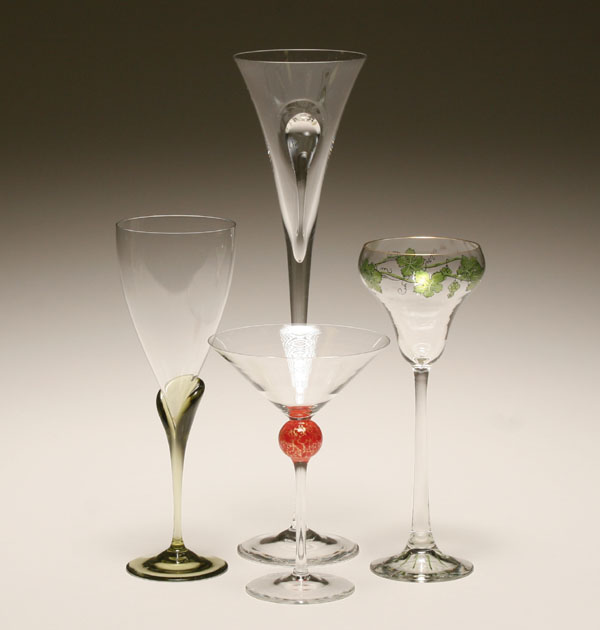 European martini and wine glasses,