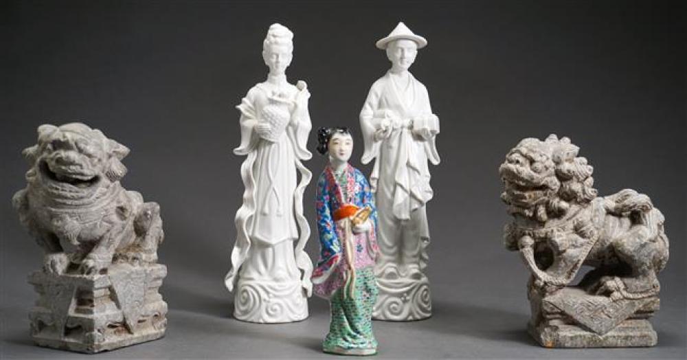 THREE PORCELAIN FIGURES AND PAIR