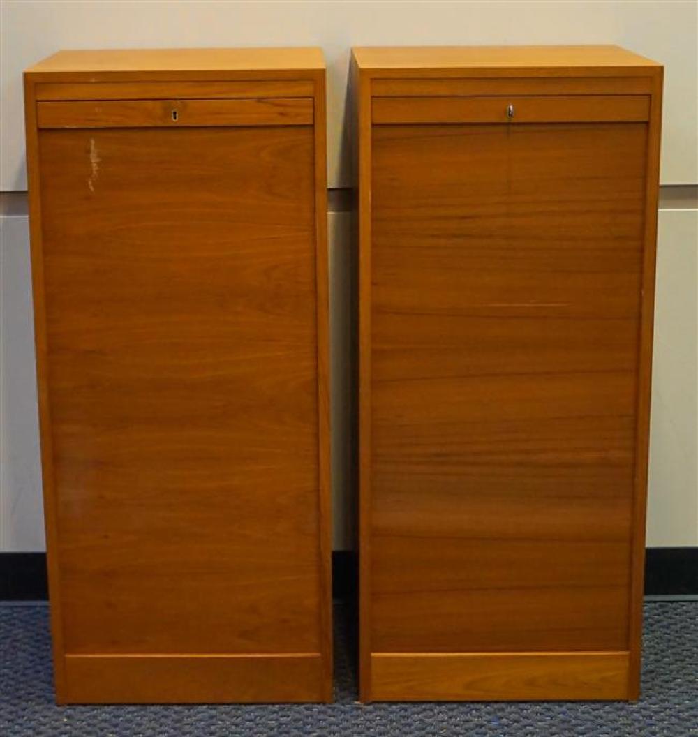 PAIR DANISH TEAK TAMBOUR DROP FRONT