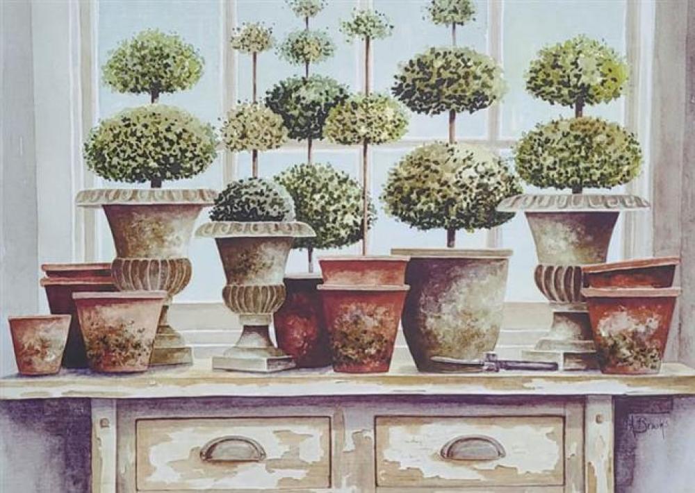 TOPIARIES, PRINT ON CANVAS, UNFRAMED,