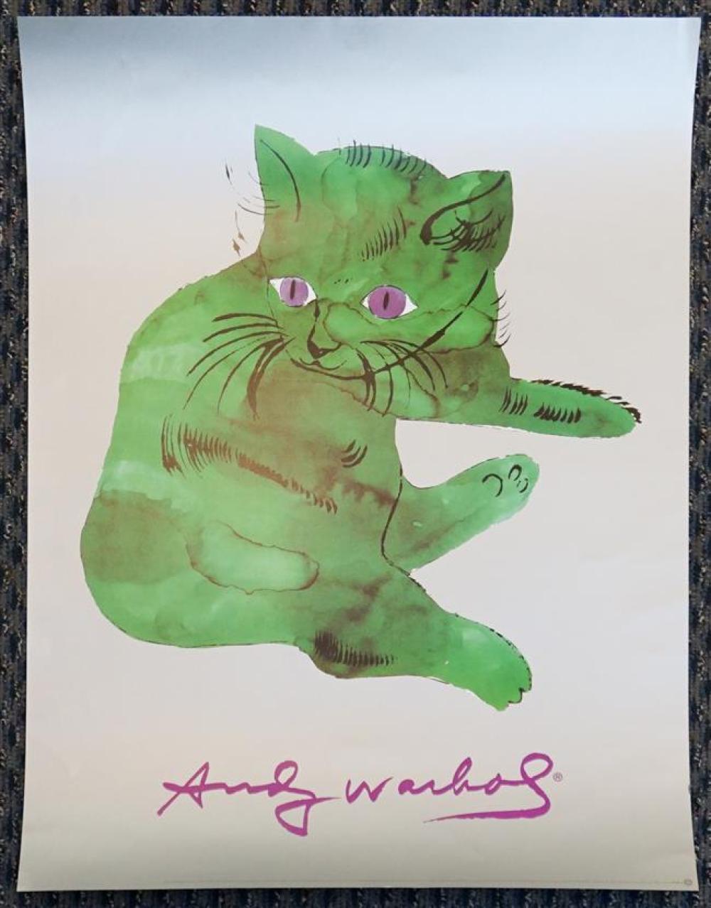 AFTER ANDY WARHOL GREEN CAT UNFRAMED 32242b
