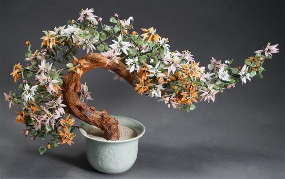 CHINESE COLORED GLASS FLOWERING