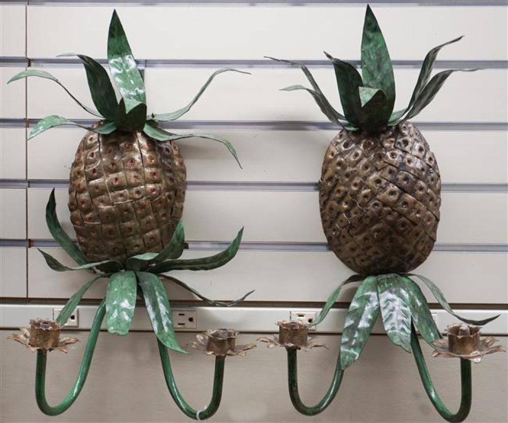 PAIR MODERN TOLE PINEAPPLE TWO-LIGHT