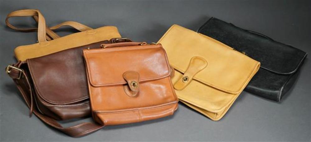 FIVE COACH LEATHER HANDBAGS AND