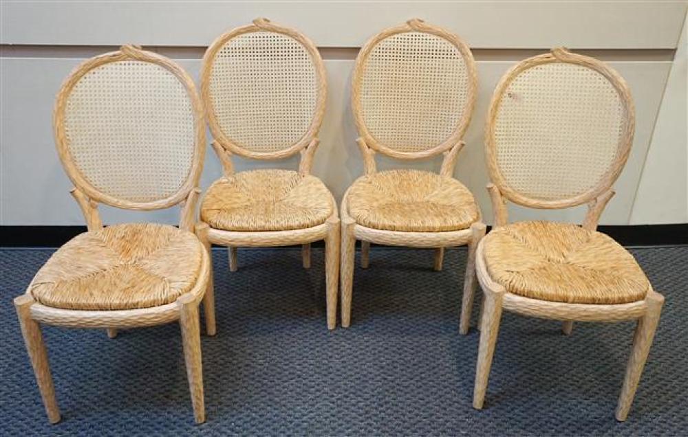 FOUR FAUX BOIS RUSH SEAT SIDE CHAIRSFour 322464