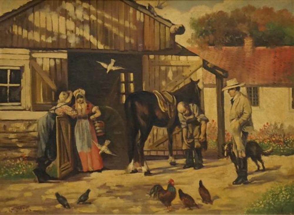 BLACKSMITH SHOP WITH FIGURES OIL 322483